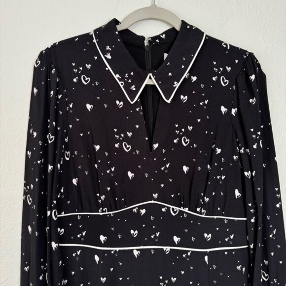 NWT Parker black white heart Kaylin mini fit and flare dress 50s 8 - Picture 3 of 13